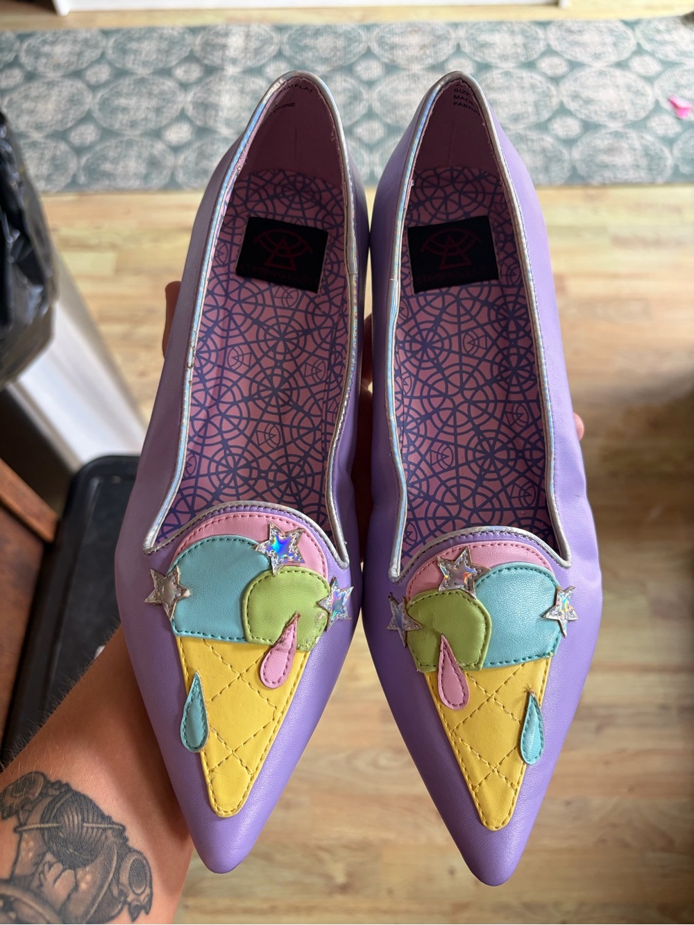 Lavender Pastel Ice Cream Appliqué Flats - Women - Picture 2 of 6
